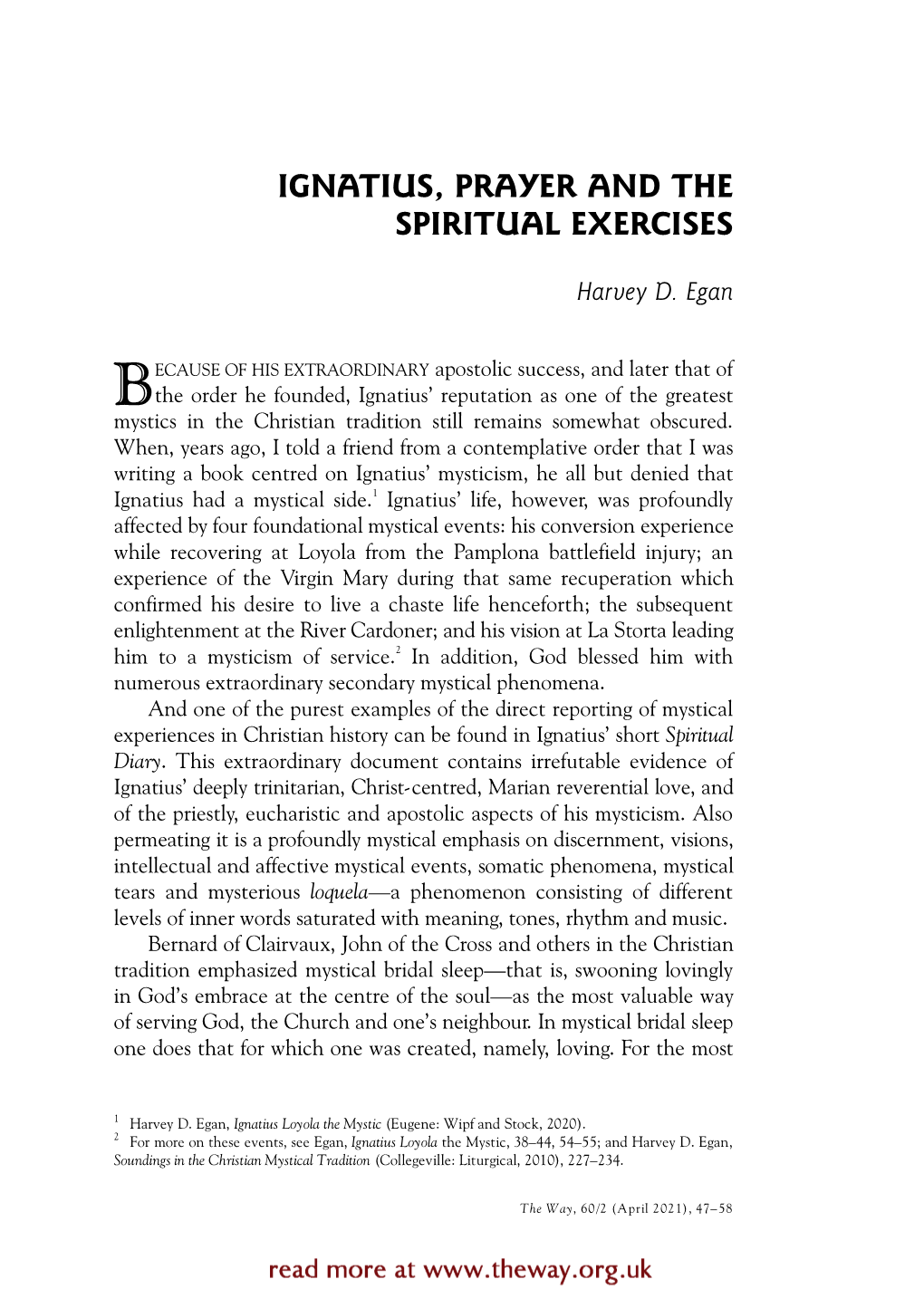 Ignatius, Prayer and the Spiritual Exercises