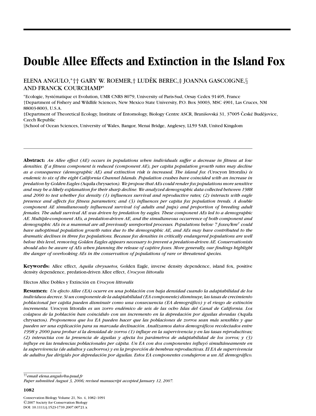 Double Allee Effects and Extinction in the Island Fox