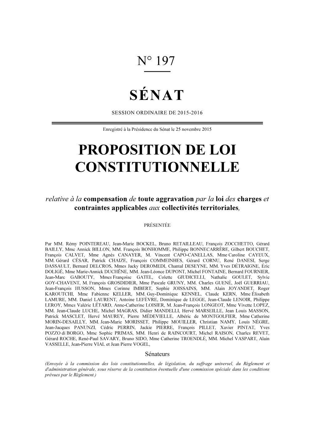 Sénat Proposition De Loi Constitutionnelle