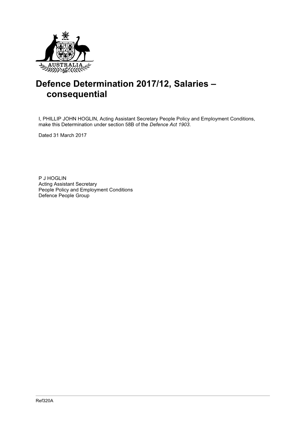 Defence Determination 2017/12, Salaries Consequential