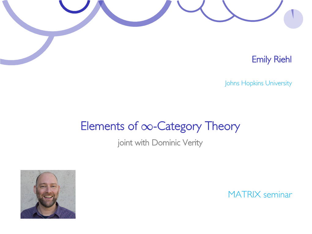 Elements of -Category Theory Joint with Dominic Verity