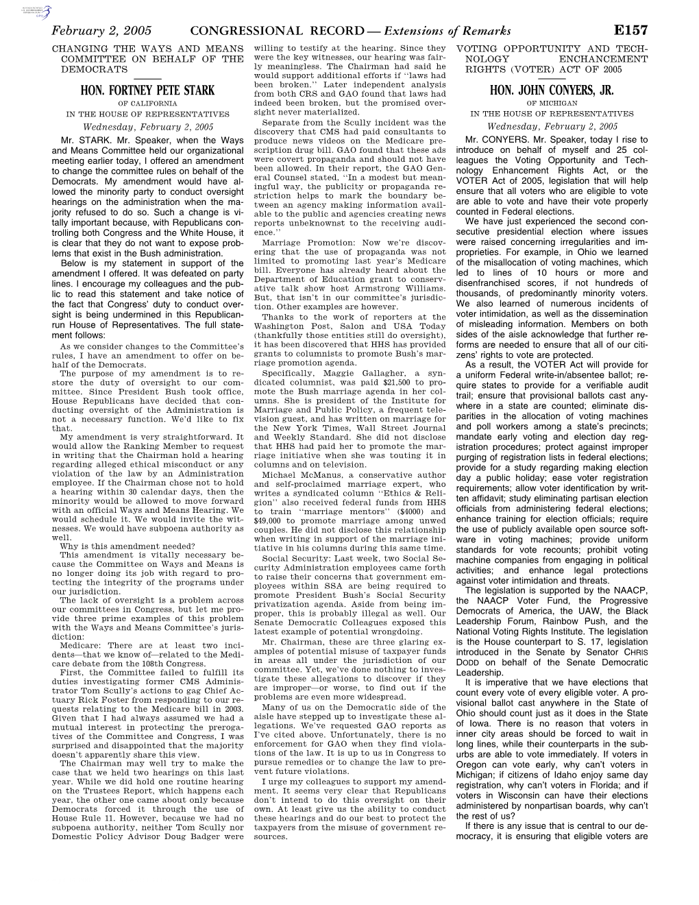CONGRESSIONAL RECORD— Extensions of Remarks E157 HON