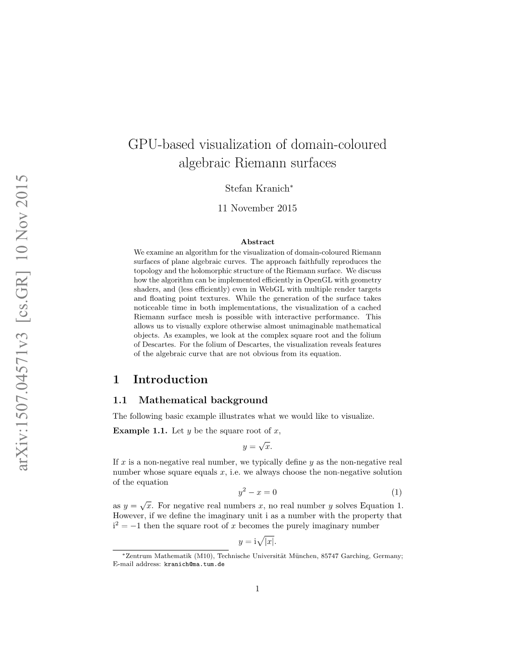 GPU-Based Visualization of Domain-Coloured Algebraic Riemann Surfaces