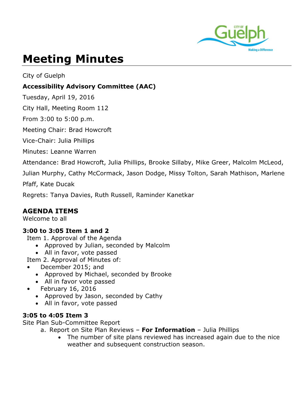 Meeting Minutes