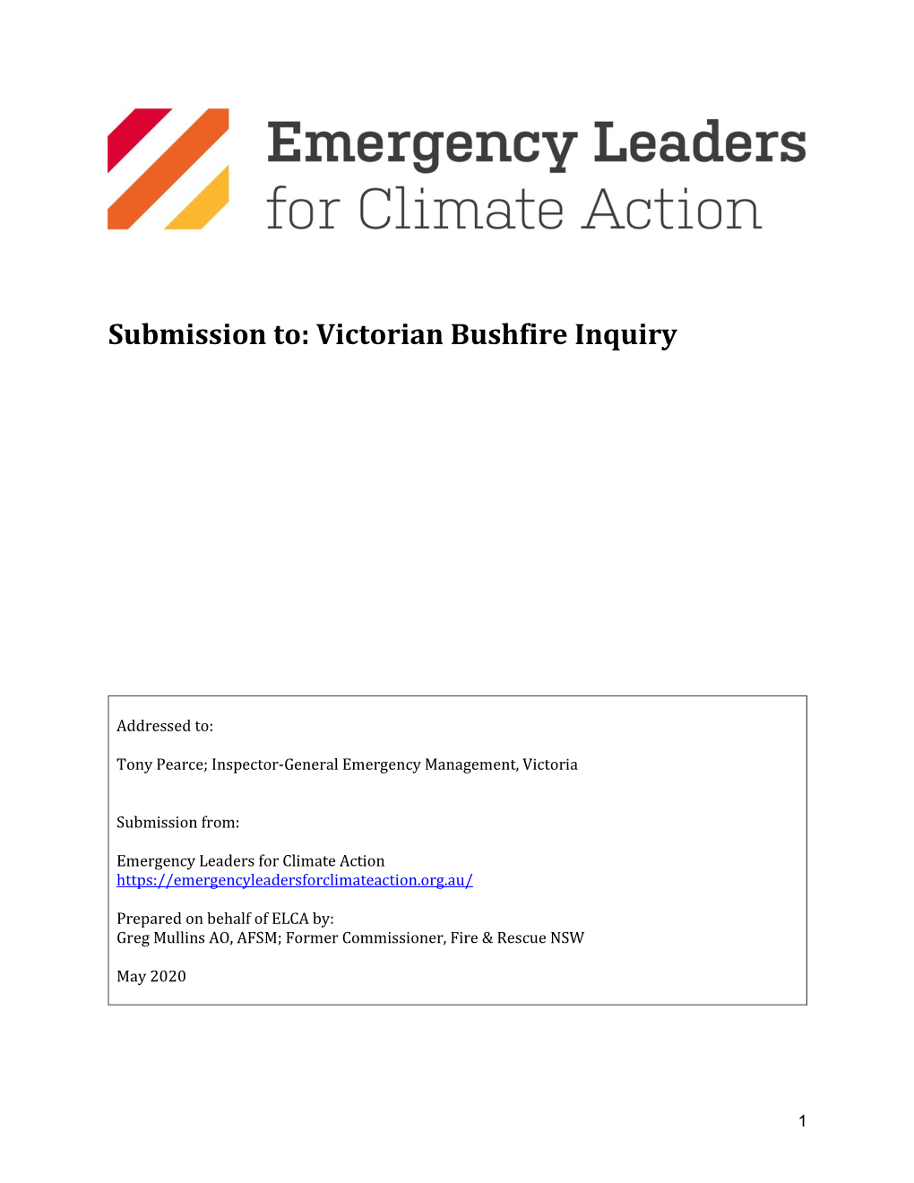 Submission To: Victorian Bushfire Inquiry