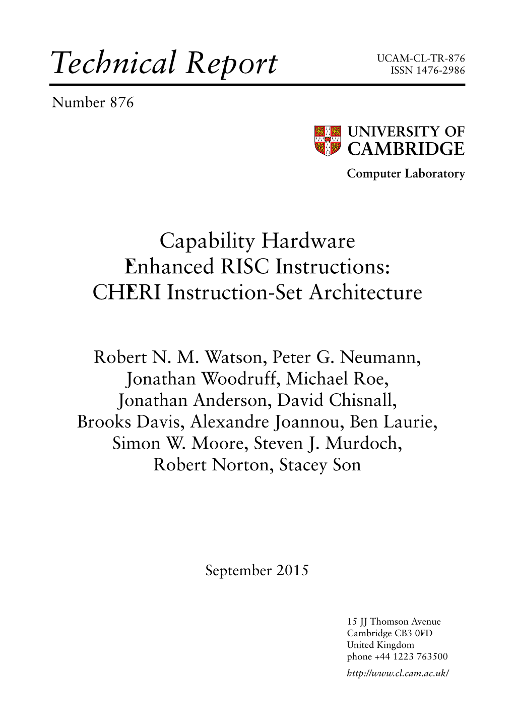 CHERI Instruction-Set Architecture