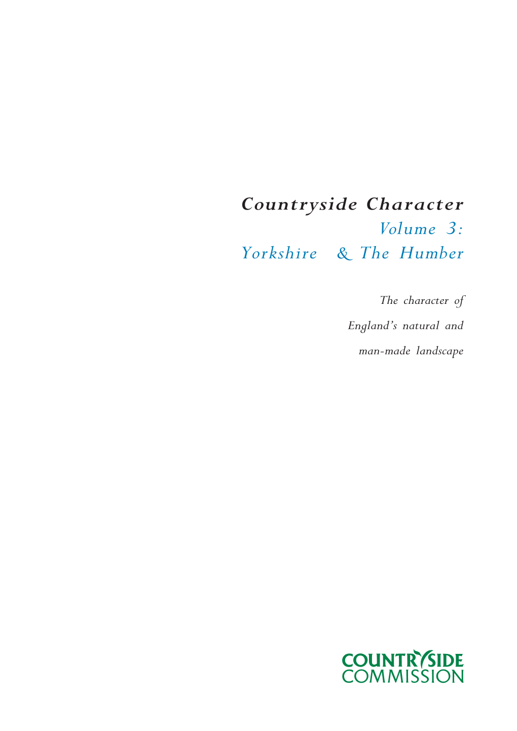 Countryside Character Volume 3: Yorkshire & the Humber