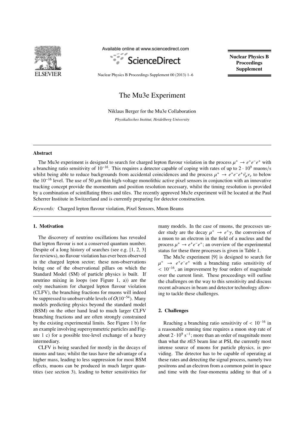 The Mu3e Experiment