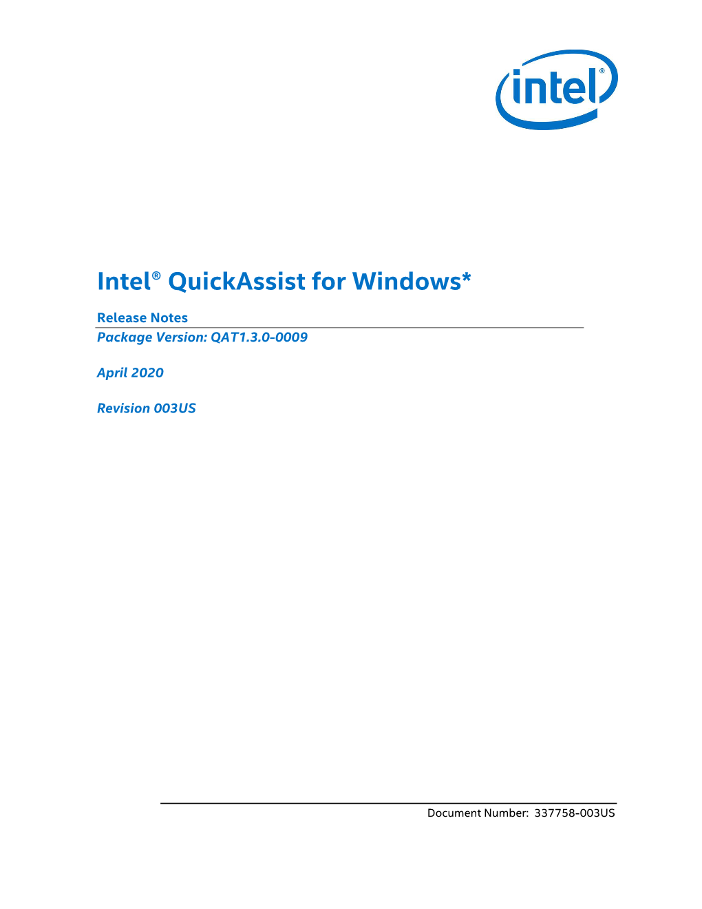 Intel® Quickassist for Windows*