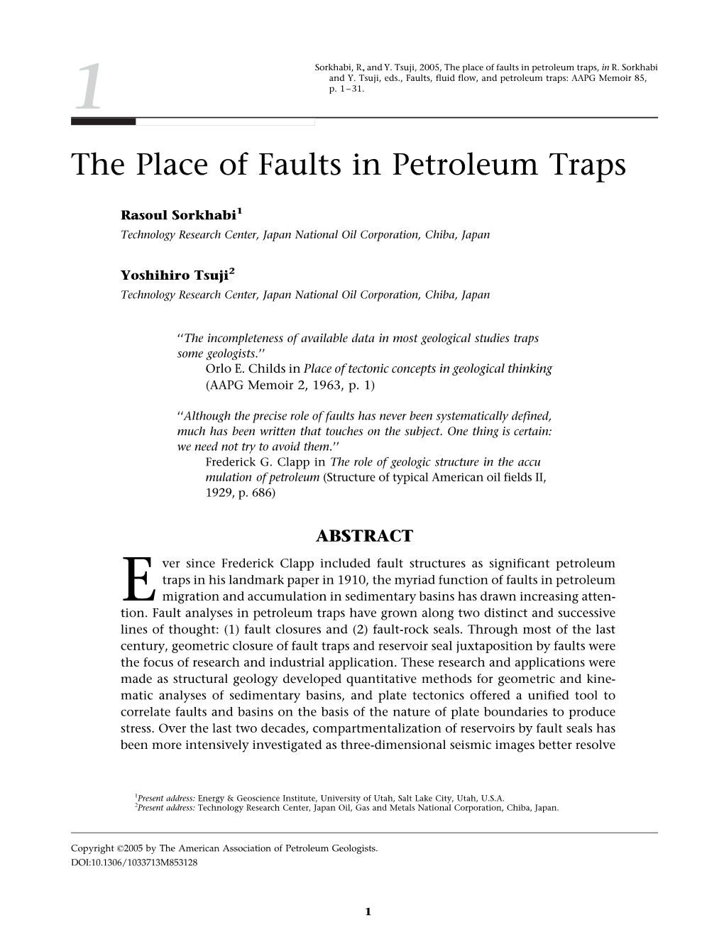 Chapter 1 -- the Place of Faults in Petroleum Traps