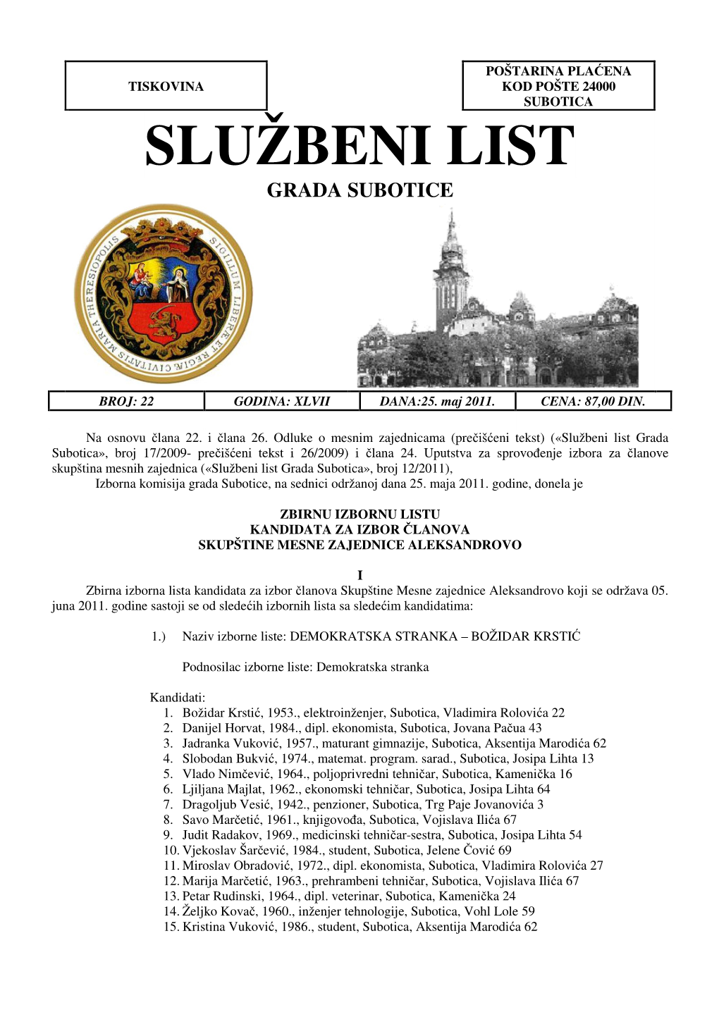 Službeni List Grada Subotice