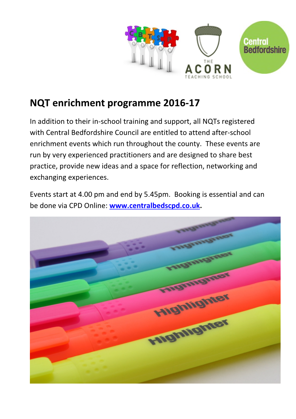 NQT Enrichment Programme 2016-17