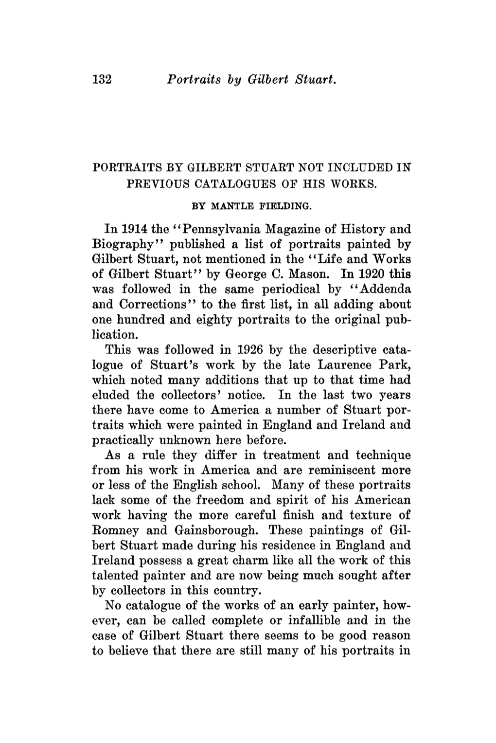 132 Portraits by Gilbert Stuart. in 1914