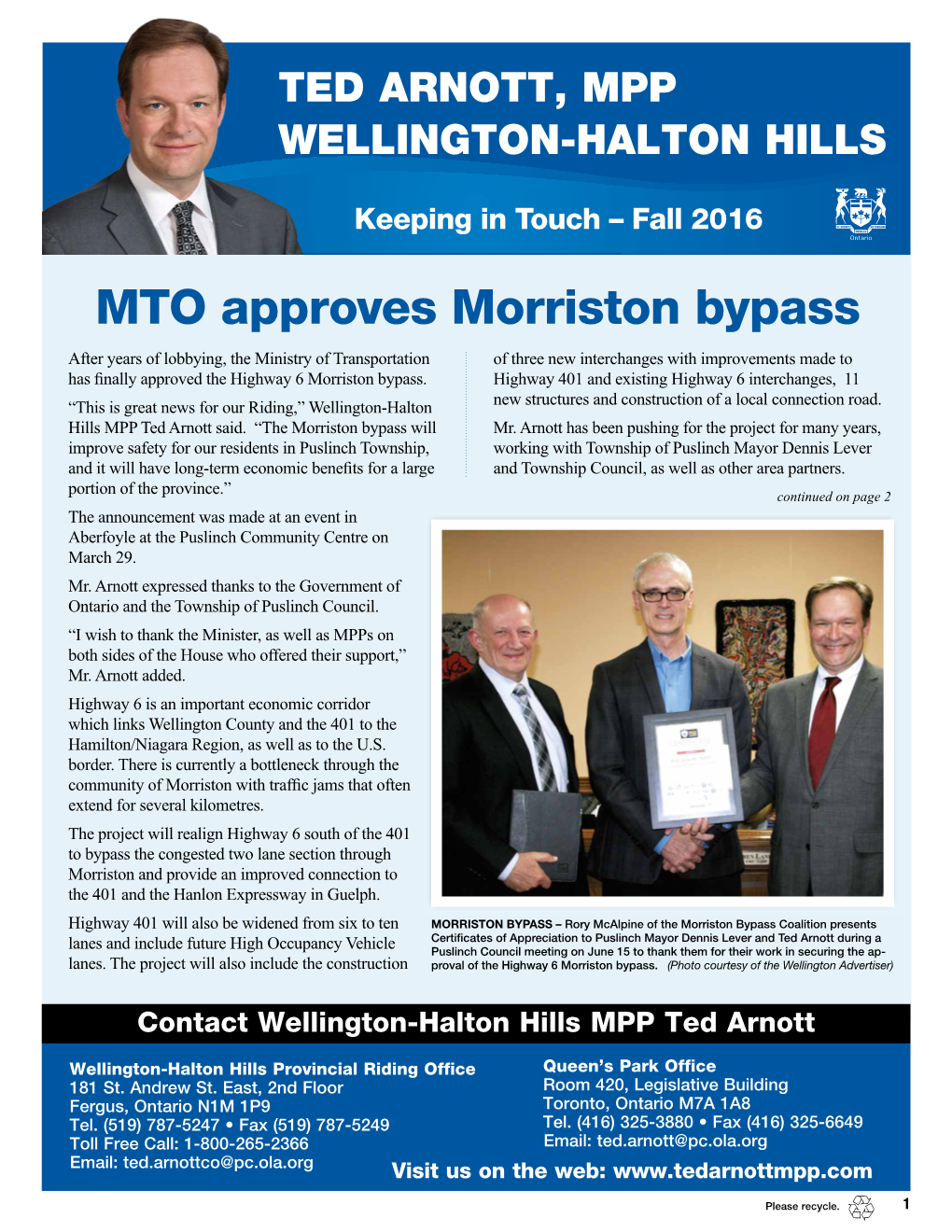 MTO Approves Morriston Bypass