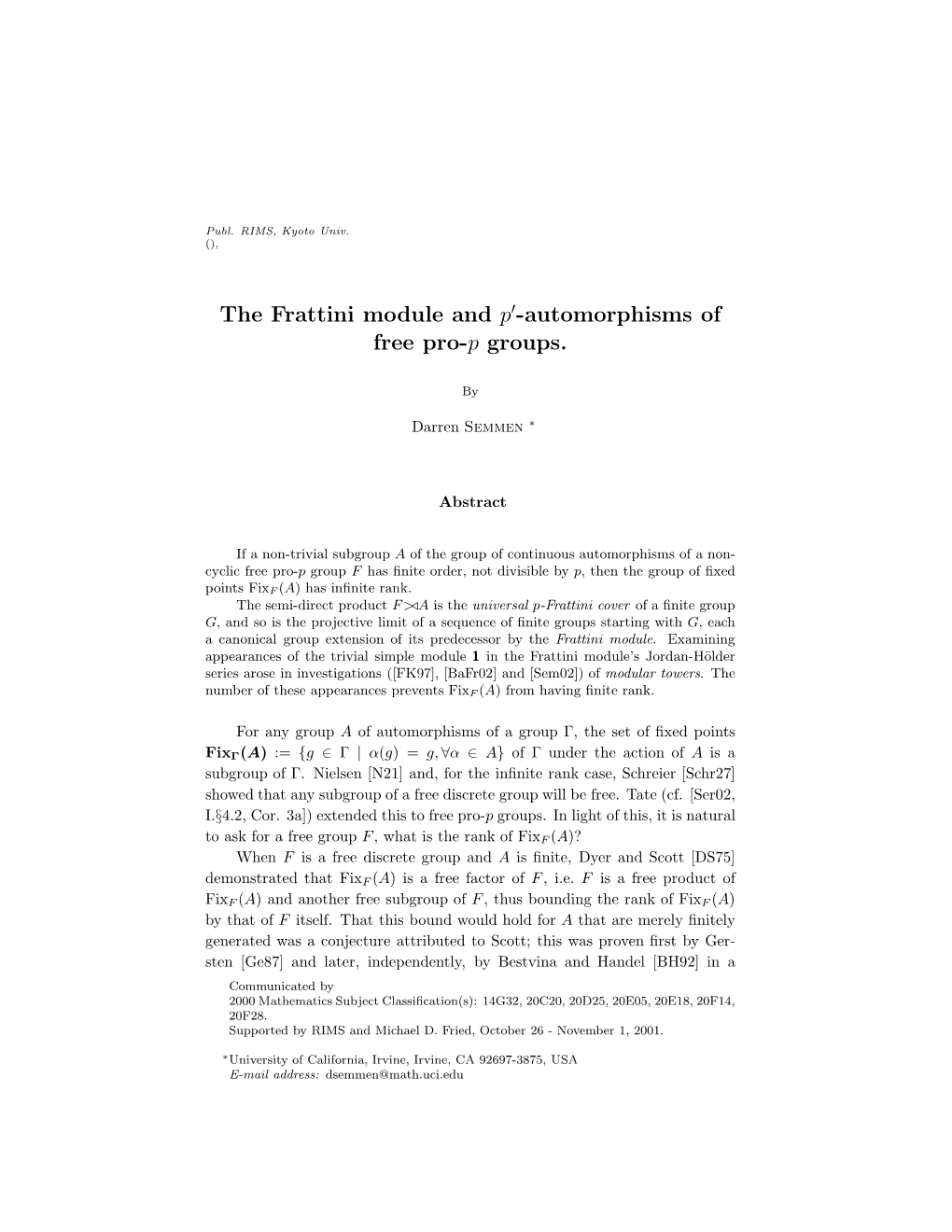 The Frattini Module and P -Automorphisms of Free Pro-P Groups