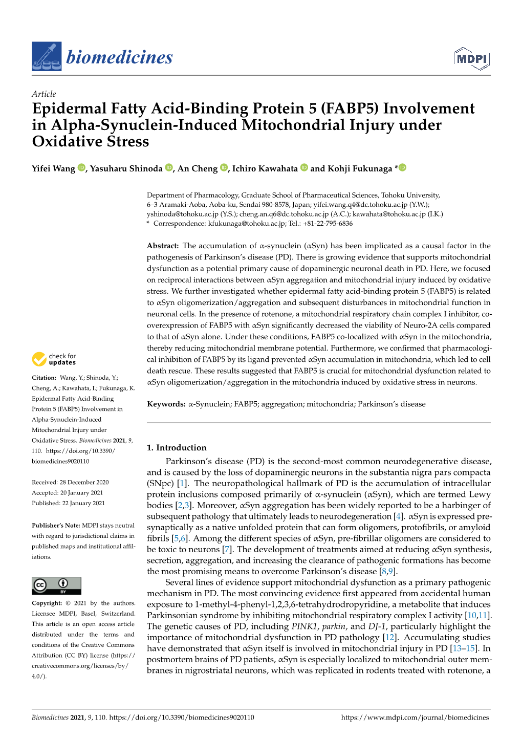 Epidermal Fatty Acid-Binding Protein 5 (FABP5) Involvement in Alpha-Synuclein-Induced Mitochondrial Injury Under Oxidative Stress