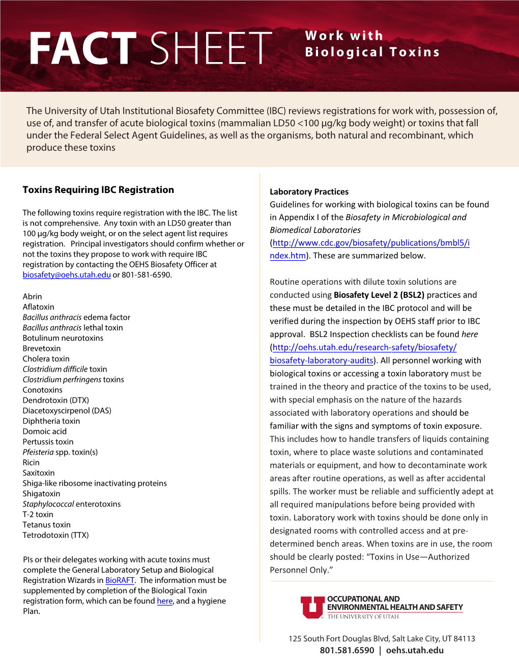 Biological Toxins Fact Sheet