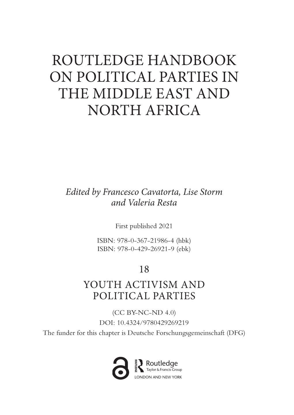 Routledge Handbook on Political Parties in the Middle East and North Africa