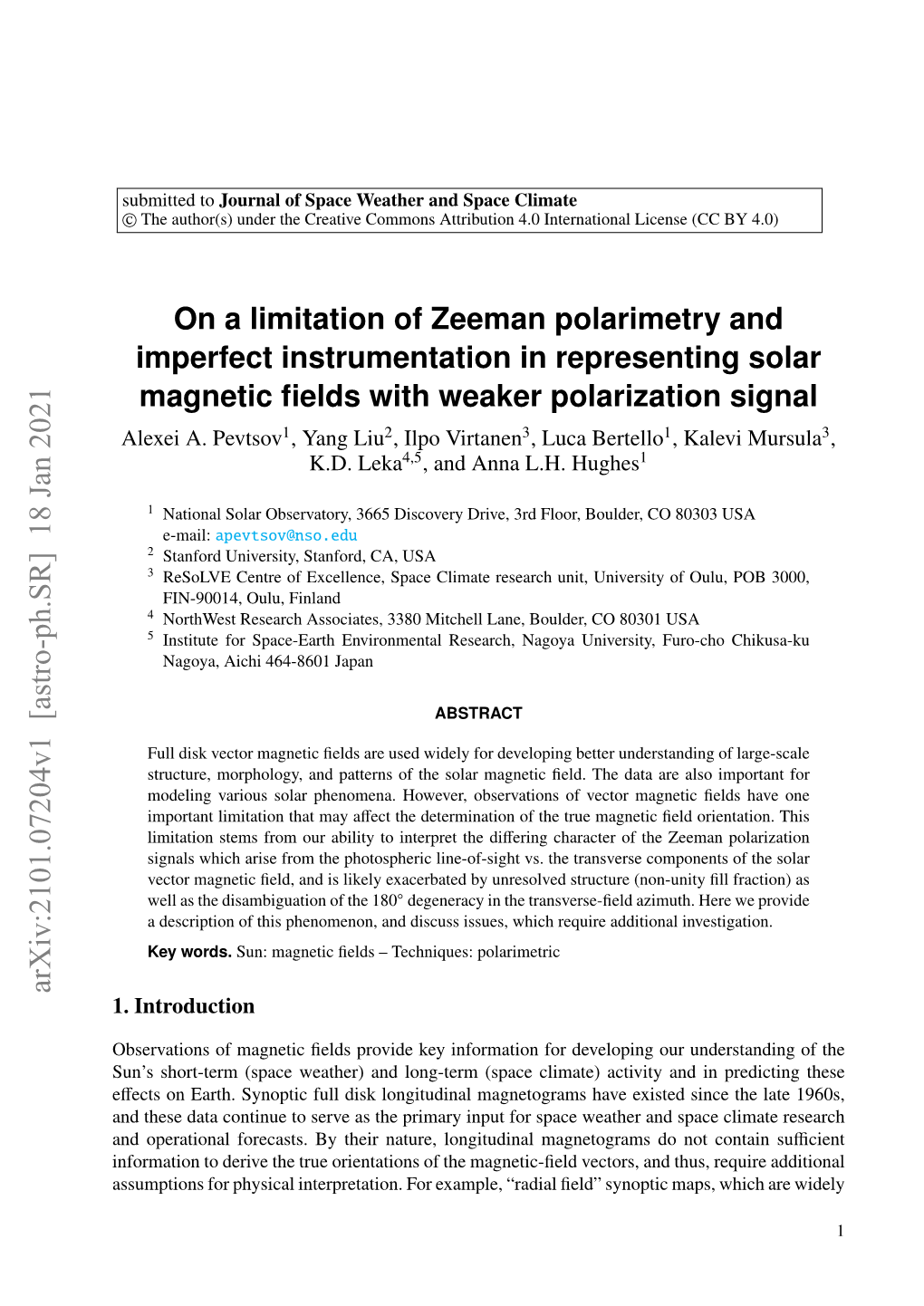 Arxiv:2101.07204V1 [Astro-Ph.SR] 18 Jan 2021 1