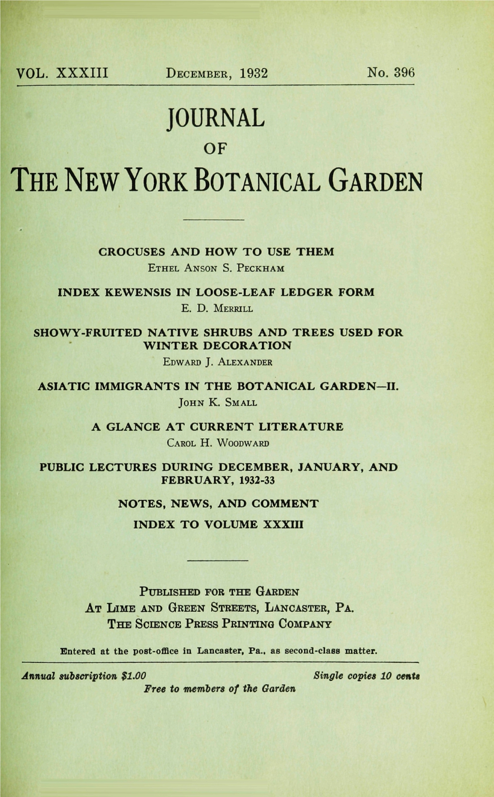 Journal the New York Botanical Garden