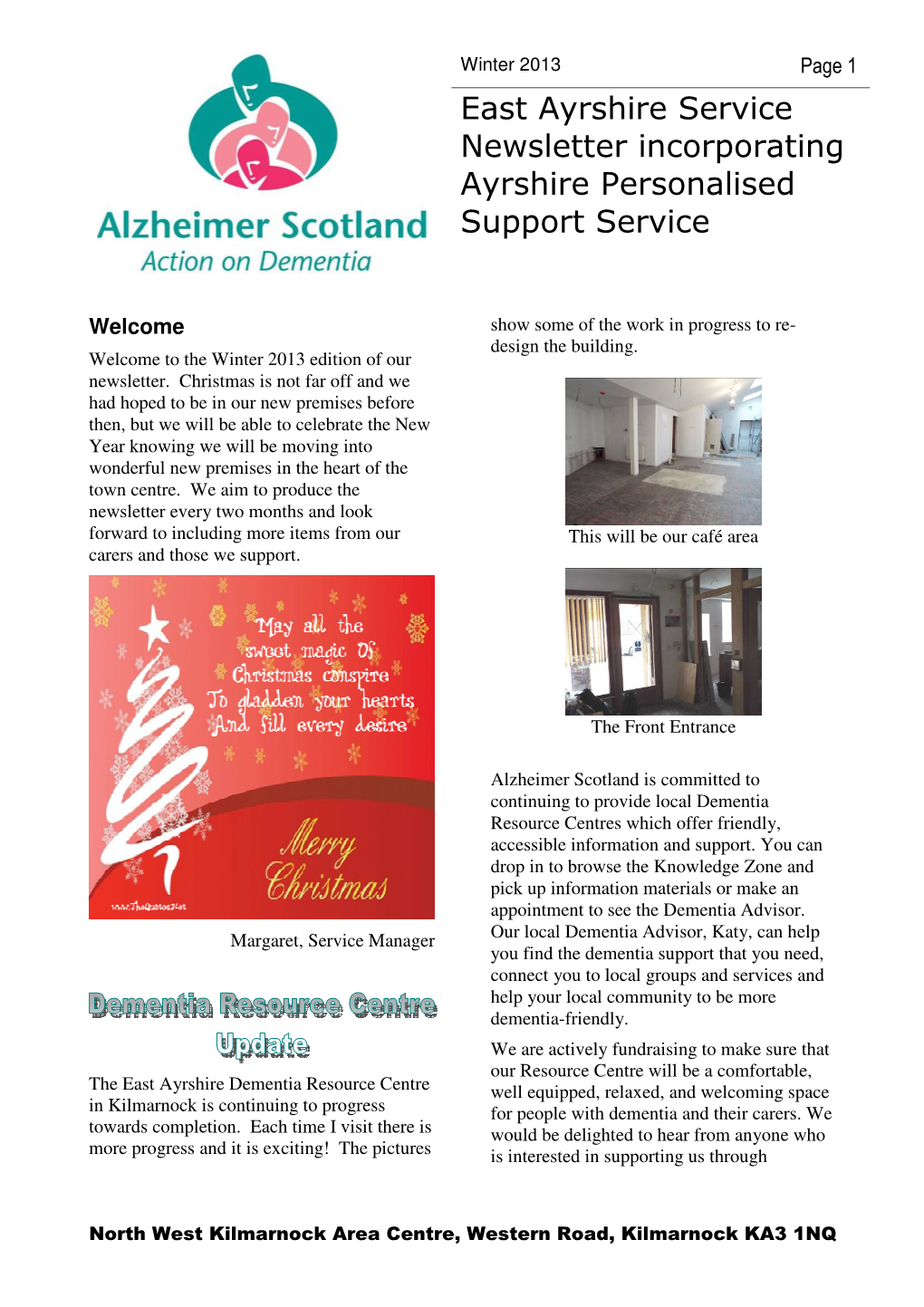 East Ayrshire Service Newsletter Incorporating Ayrshire Personalised Support Service