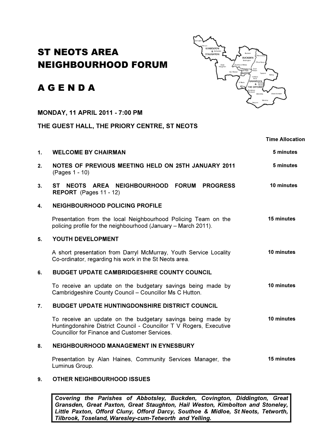 St Neots Area Neighbourhood Forum Agenda