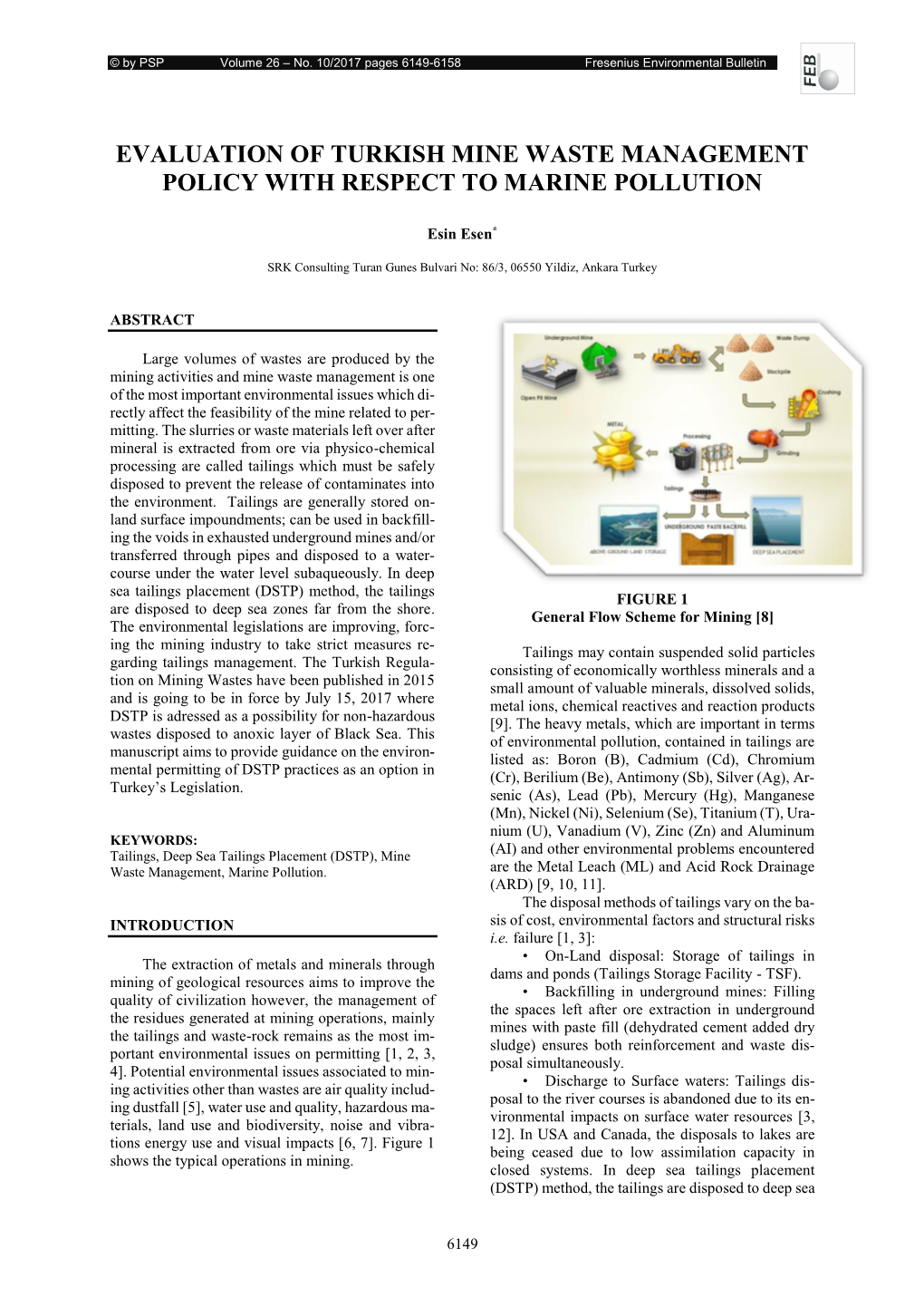 Evaluation of Turkish Mine Waste Management Policy with Respect to Marine Pollution