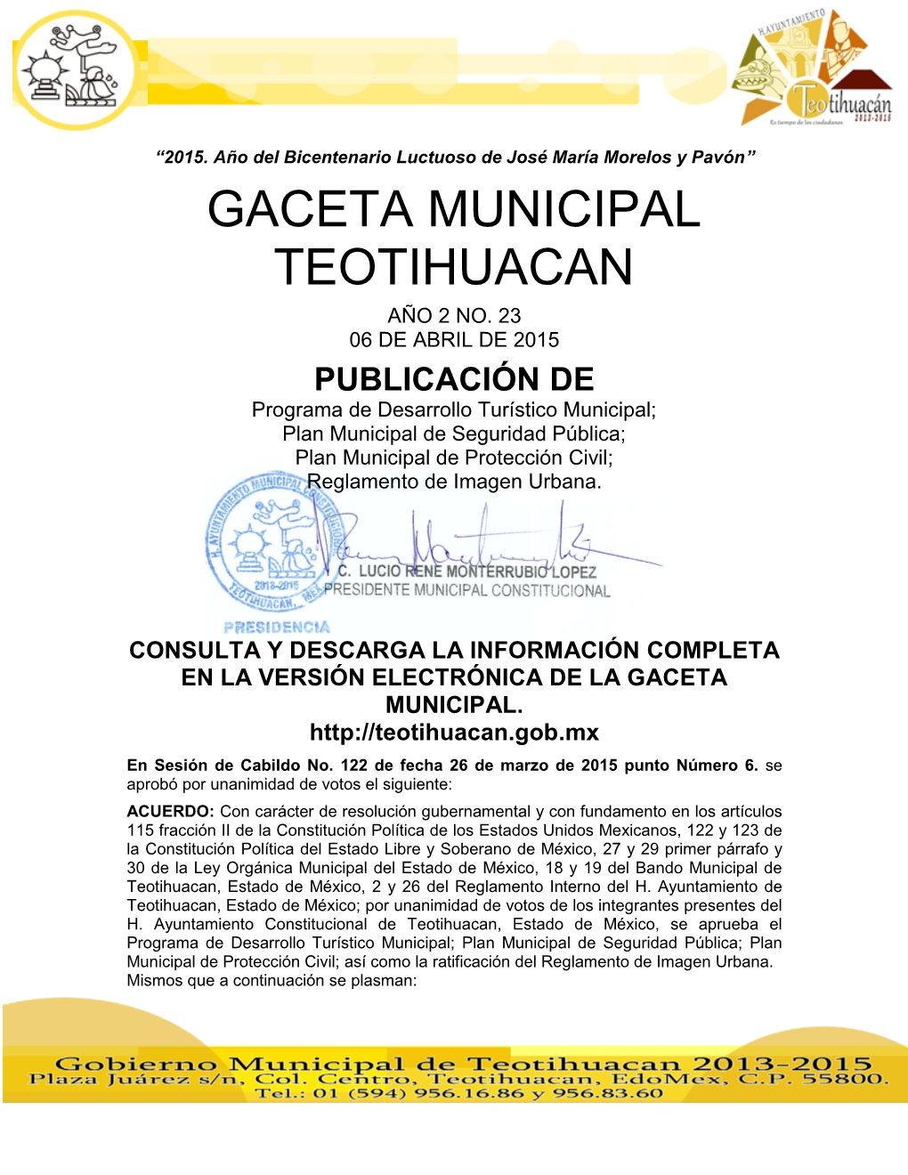 Gaceta Municipal Teotihuacan Año 2 No
