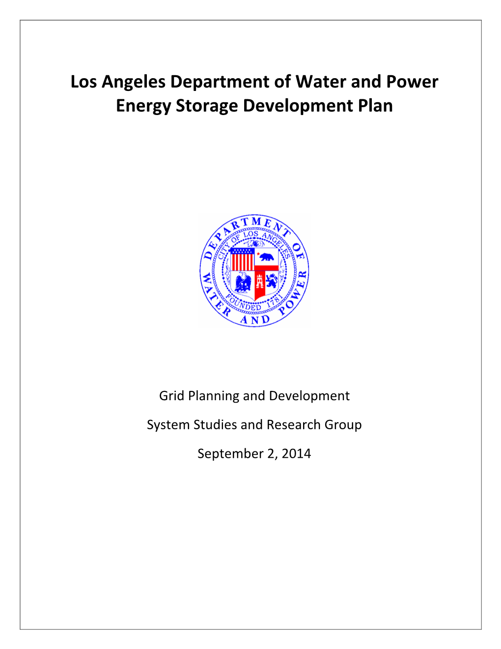 Energy Storage Development Plan