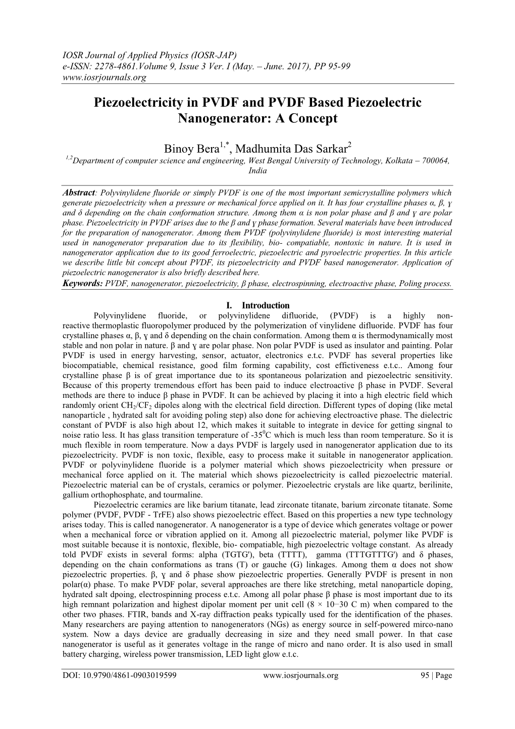 Piezoelectricity in PVDF and PVDF Based Piezoelectric Nanogenerator: a Concept