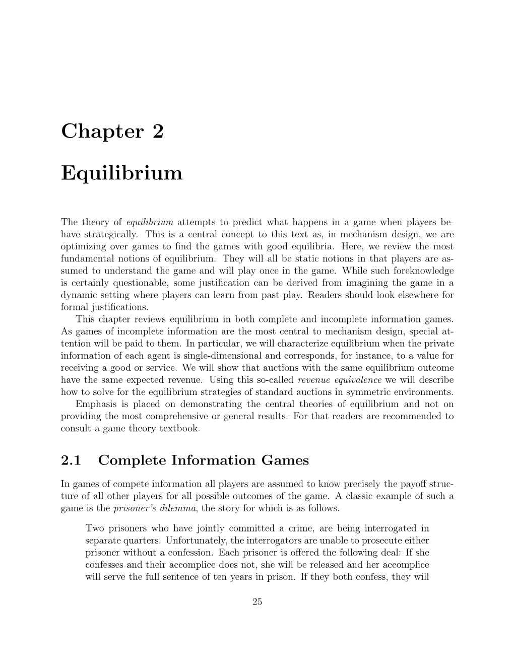 Chapter 2 Equilibrium