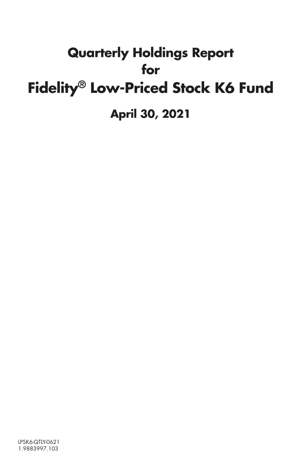 Fidelity® Low-Priced Stock K6 Fund