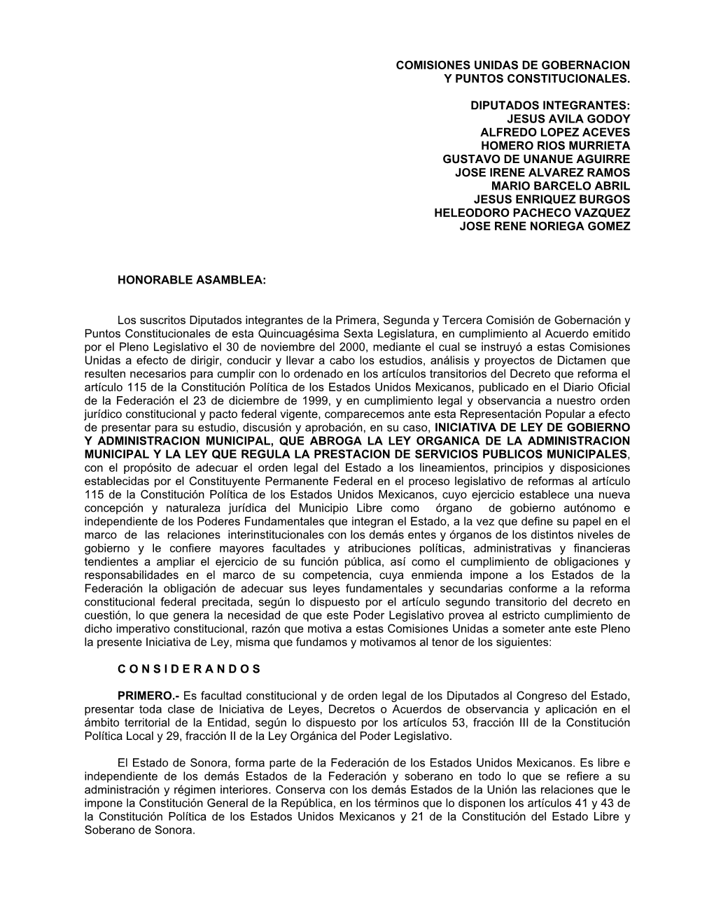 Ley De Gobierno Y Administración Municipal, Misma Que Abroga La Ley Orgánica De Administración Municipal