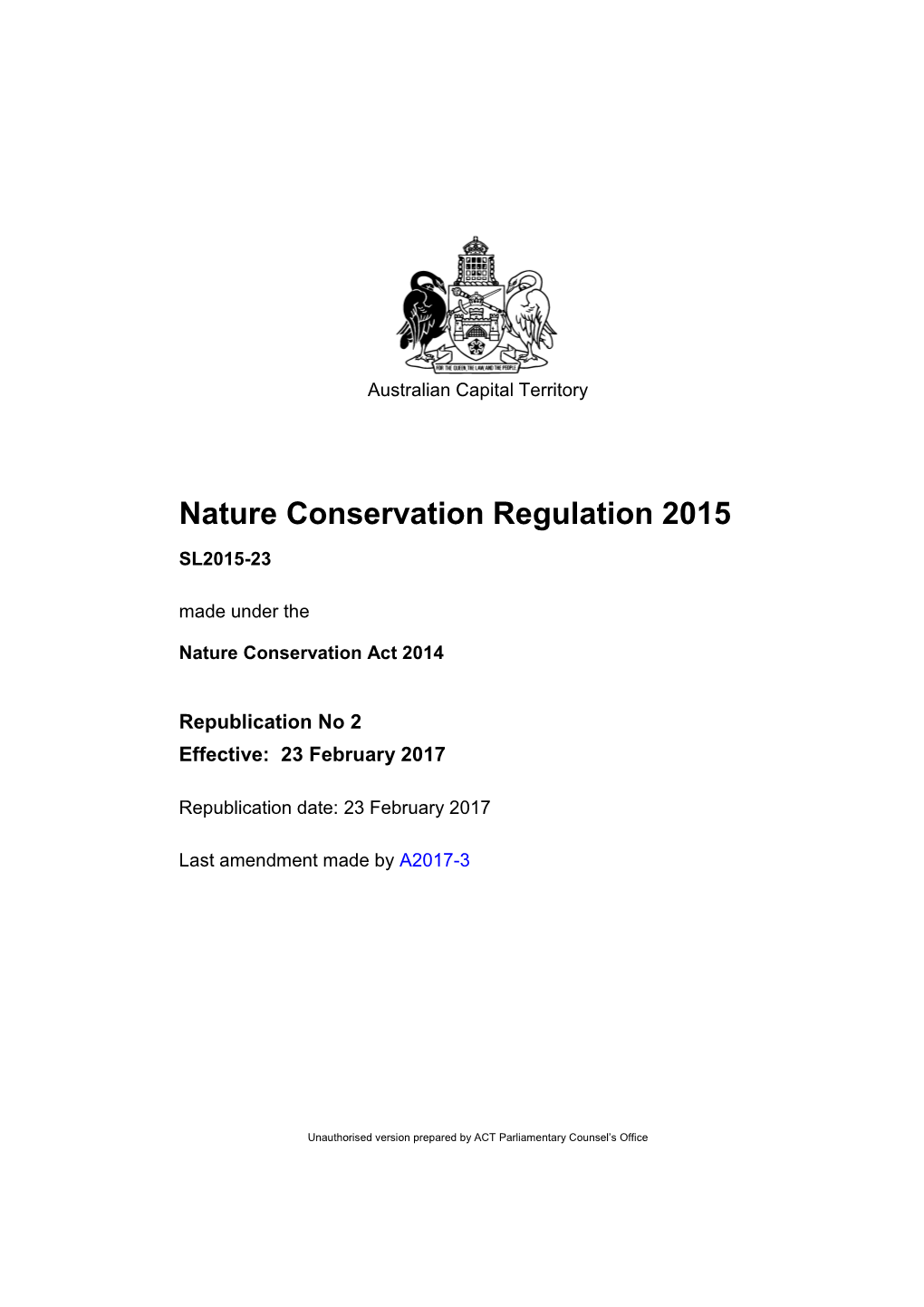 Nature Conservation Regulation 2015