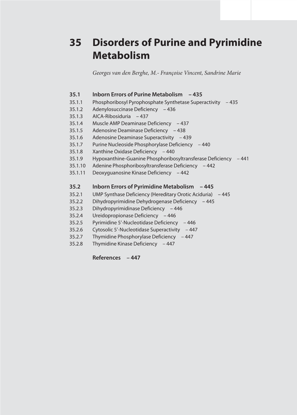 35 Disorders of Purine and Pyrimidine Metabolism