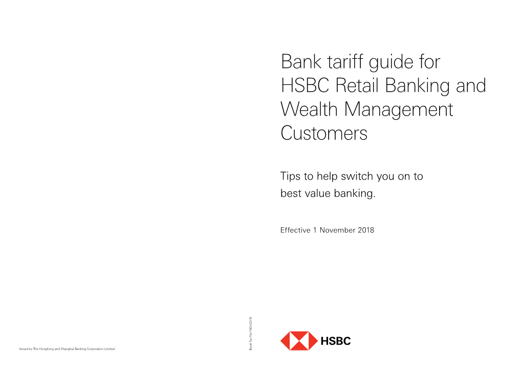 Bank Tariff Guide for HSBC Retail Banking and Wealth Management Customers
