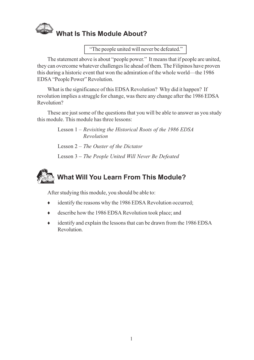 The 1986 EDSA Revolution? These Are Just Some of the Questions That You Will Be Able to Answer As You Study This Module