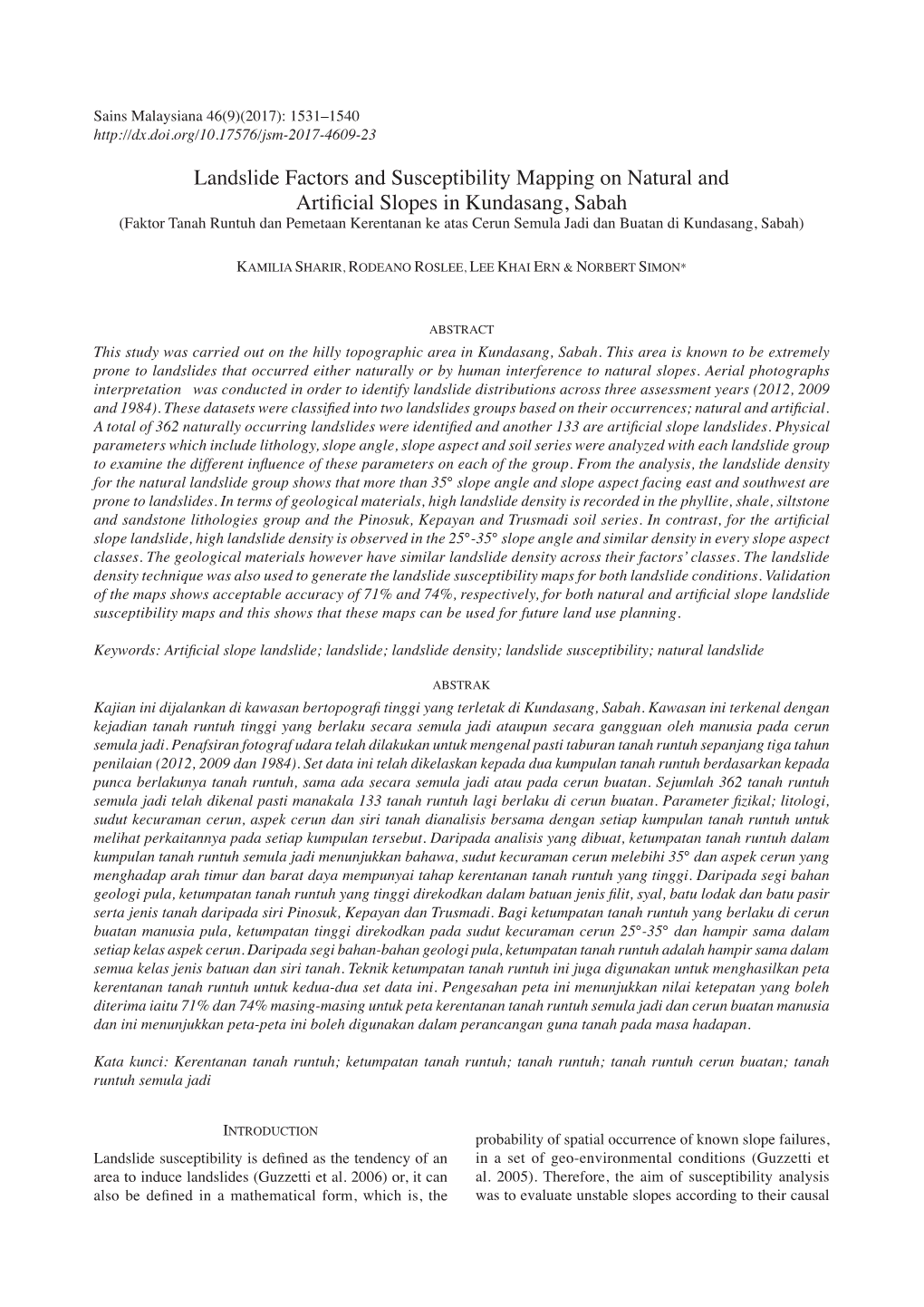 Landslide Factors and Susceptibility Mapping on Natural and Artificial