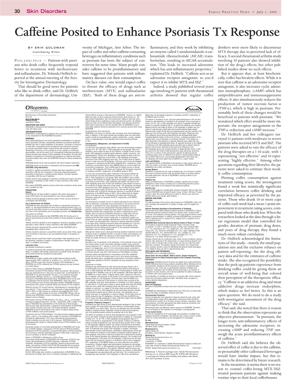 Caffeine Posited to Enhance Psoriasis Tx Response