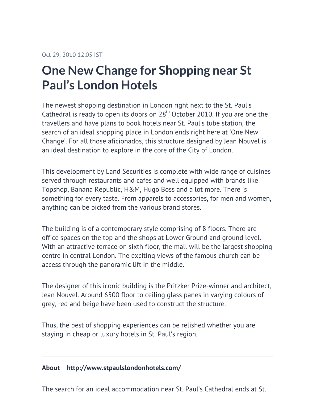 One New Change for Shopping Near St Paul's London Hotels