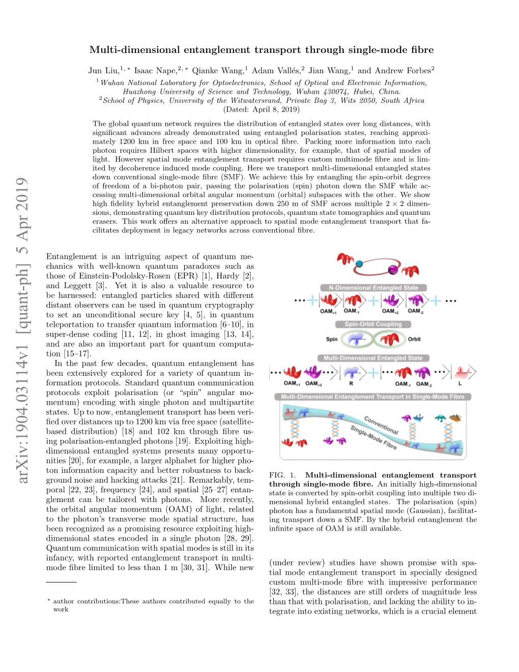 Multi-Dimensional Entanglement Transport Through Single-Mode Fibre