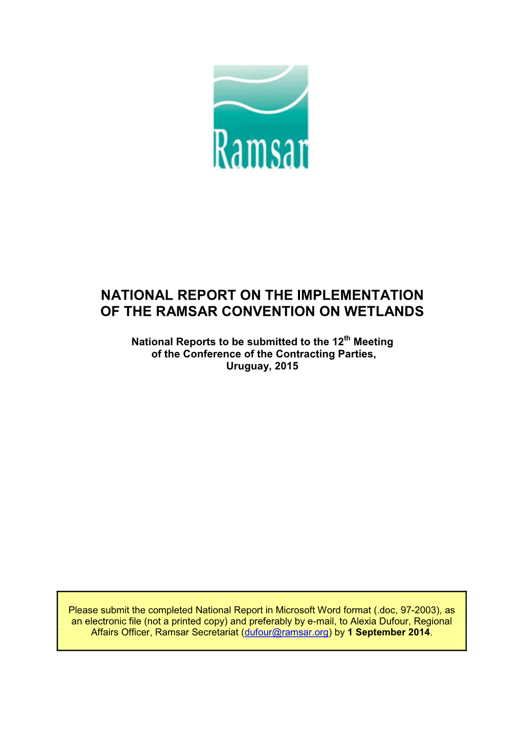 National Report on the Implementation of the Ramsar Convention on Wetlands