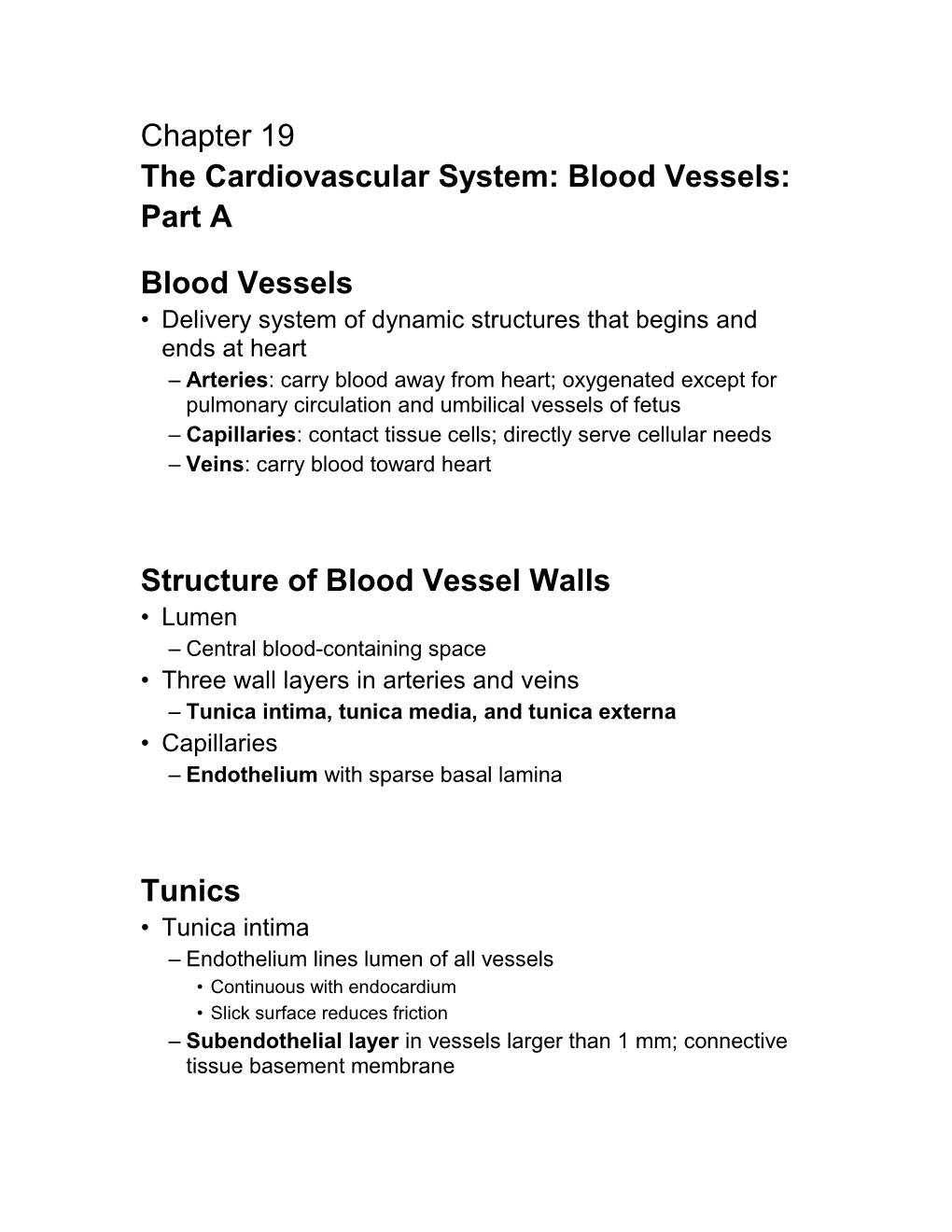 Blood Vessels: Part A