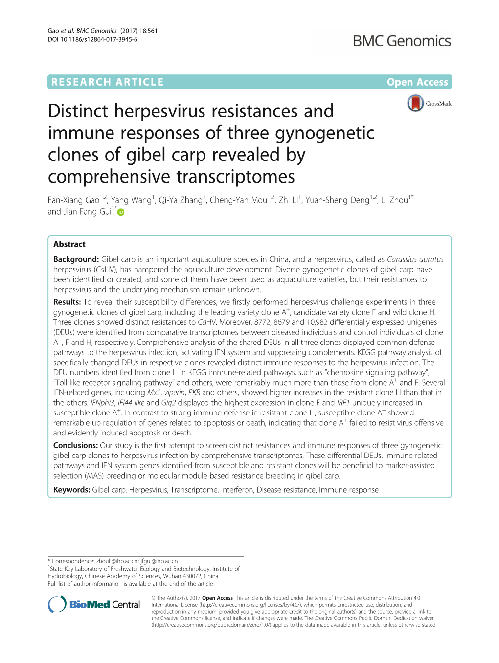 Distinct Herpesvirus Resistances and Immune Responses of Three