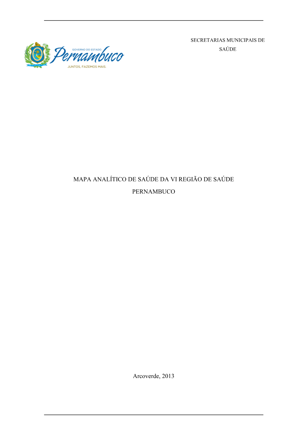 Mapa Analítico De Saúde Da Vi Região De Saúde Pernambuco