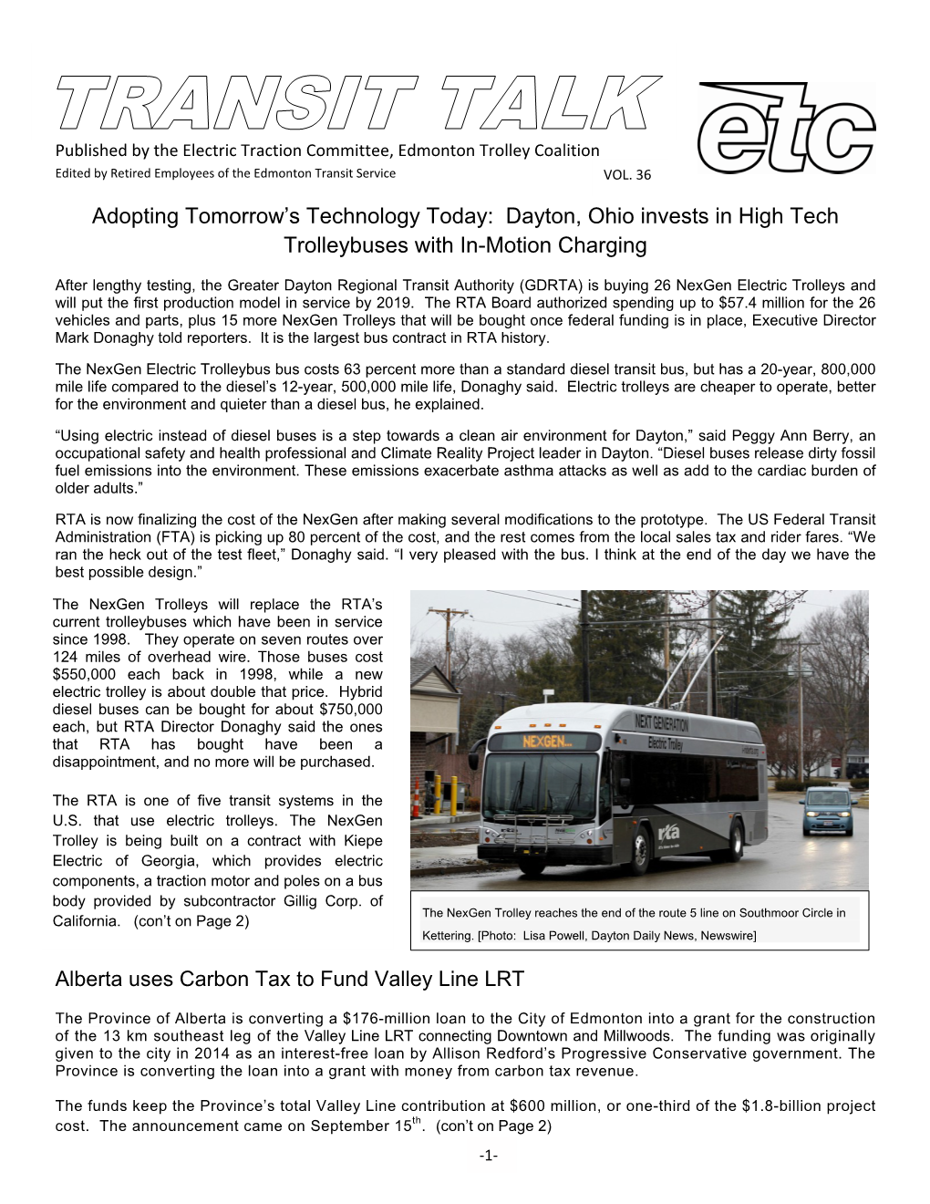 Dayton, Ohio Invests in High Tech Trolleybuses with In-Motion Charging