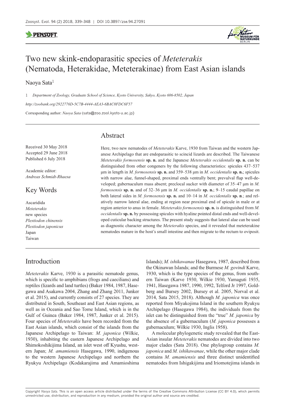 ﻿Two New Skink-Endoparasitic Species of Meteterakis (Nematoda