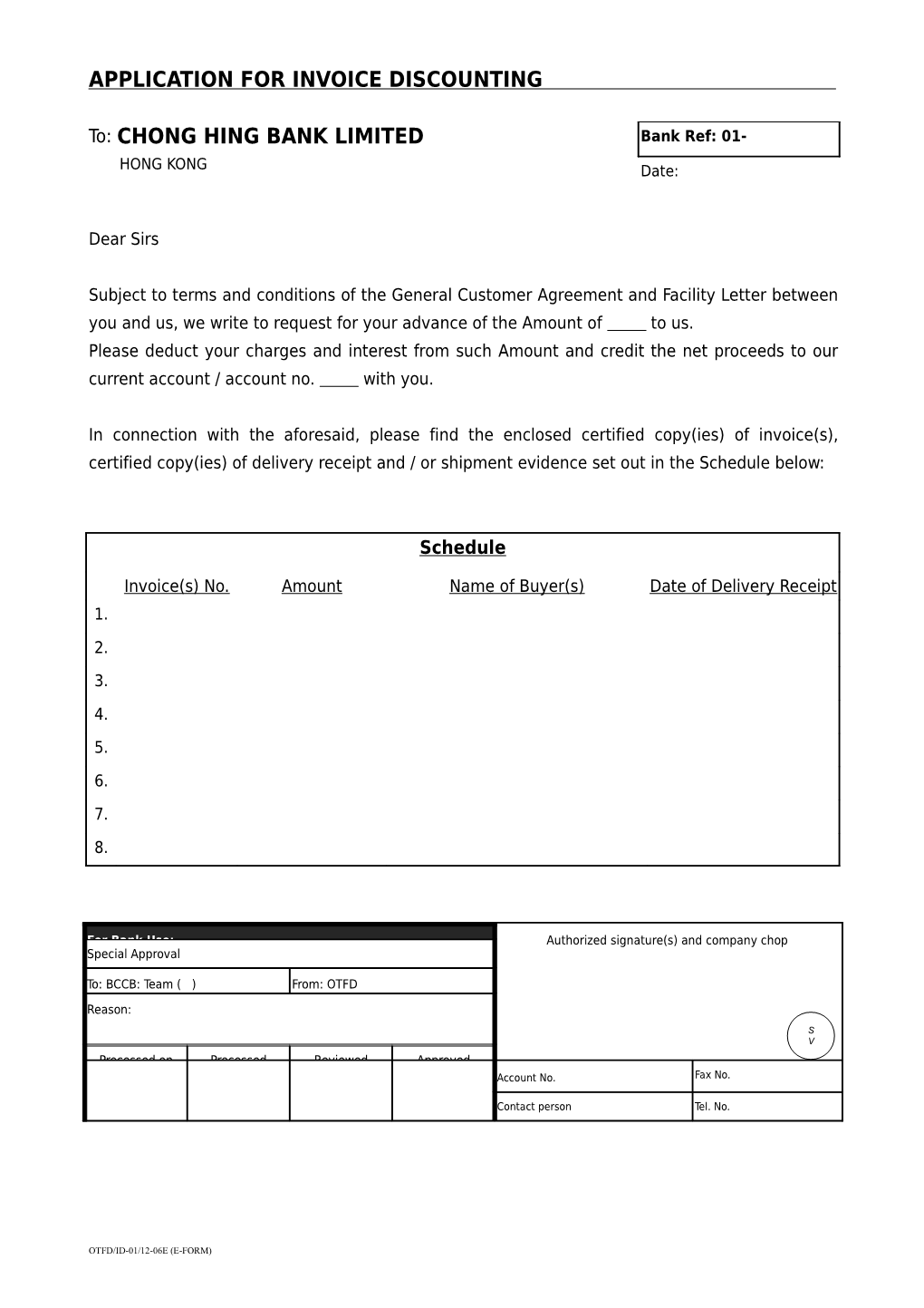 Application for Invoice Discounting