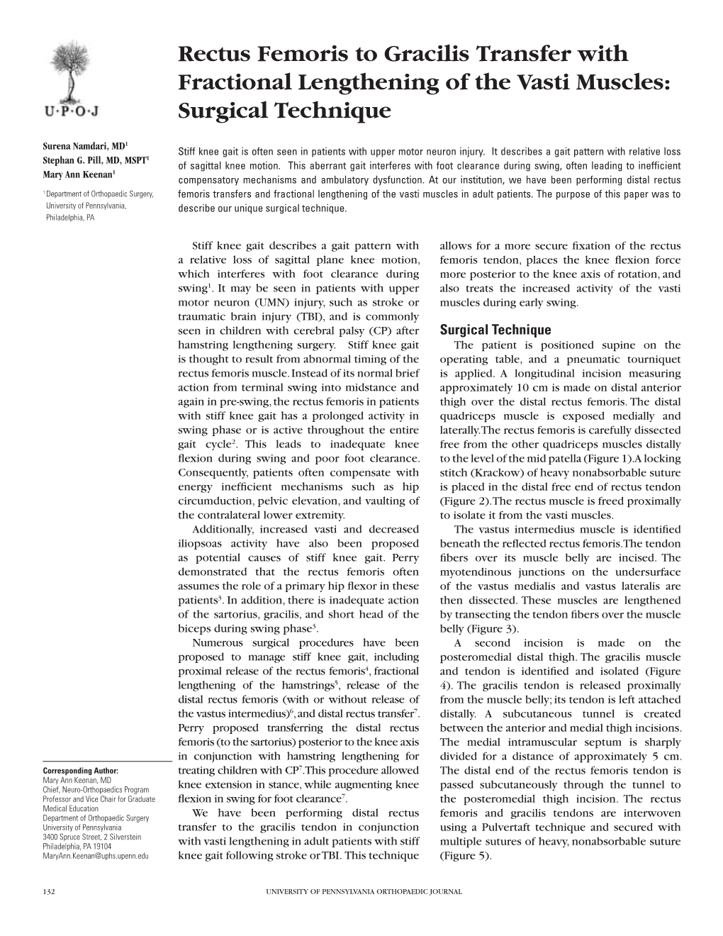 Rectus Femoris to Gracilis Transfer with Fractional Lengthening of the Vasti Muscles: Surgical Technique