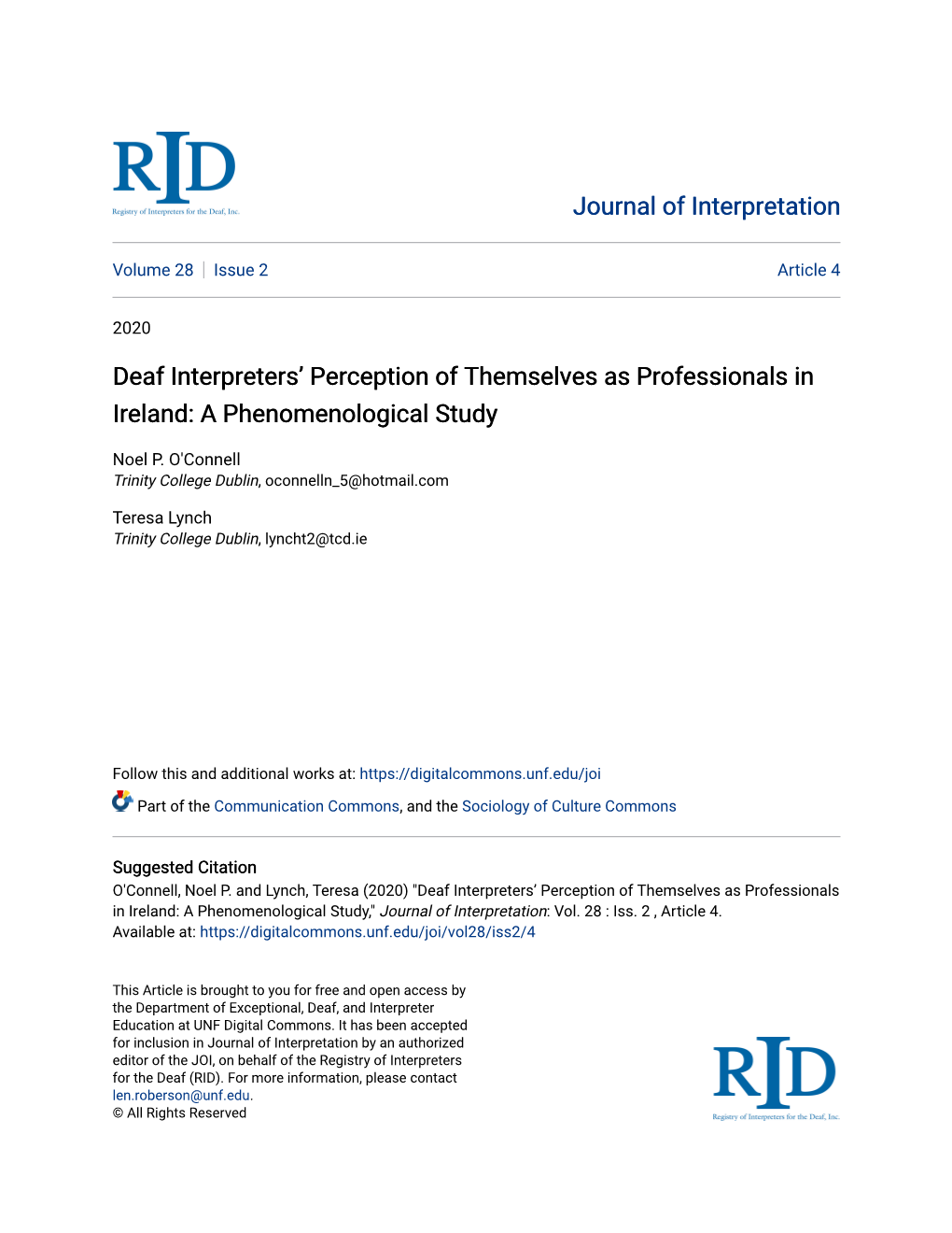 Deaf Interpreters' Perception of Themselves As Professionals In